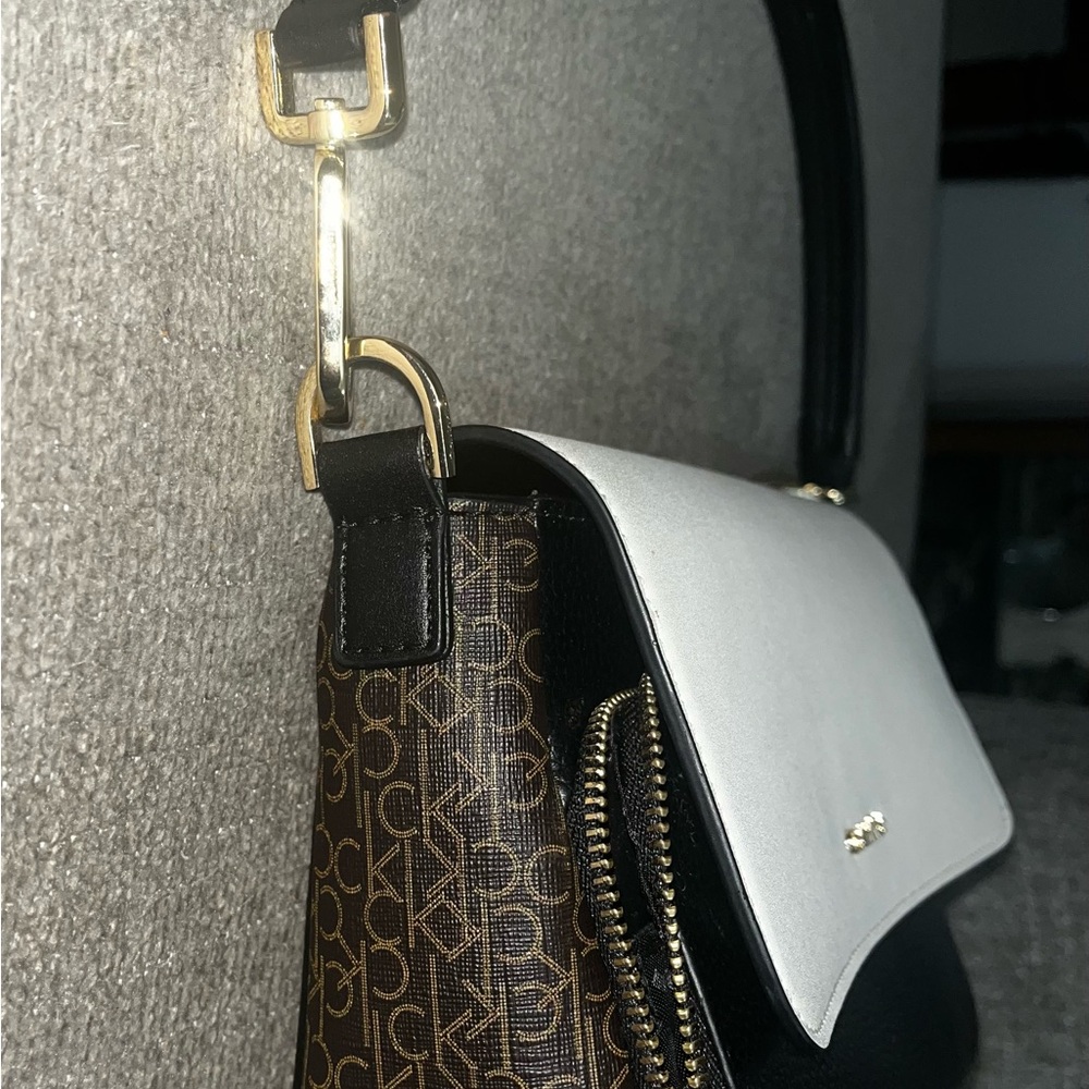 New with Imperfections! Calvin Klein Black, Off White, and Brown Purse - Picture 3 of 10